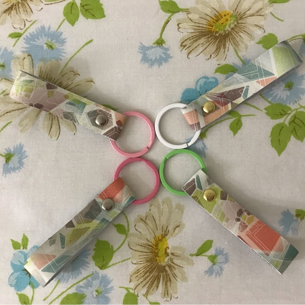 Hand Crafted Pink and Green Key Card Holder